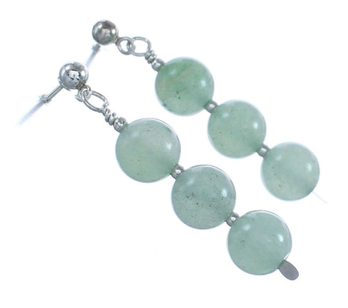 Sterling Silver Green Aventurine Bead Post Dangle Earrings BX120566