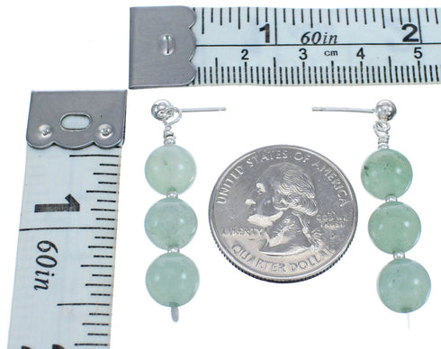 Sterling Silver Green Aventurine Bead Post Dangle Earrings BX120566