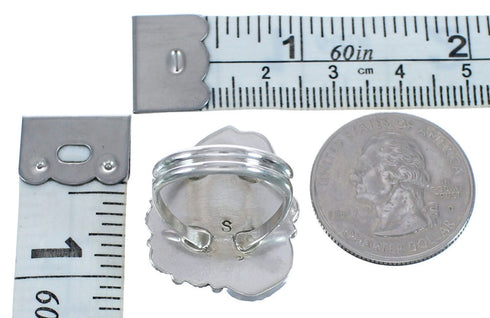 Navajo Turquoise Sterling Silver Flower And Leaf Ring Size 6-1/4 BX120085