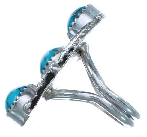 Sterling Silver Native American Turquoise Flower And Leaf Ring Size 6-1/4 BX120092