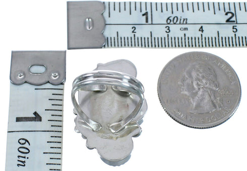 Sterling Silver Native American Turquoise Flower And Leaf Ring Size 6-1/4 BX120092