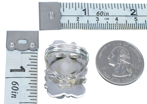 Authentic Sterling Silver Turquoise Flower Native American Ring Size 7-3/4 BX120094