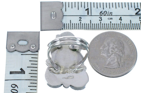 Authentic Sterling Silver Navajo Turquoise Leaf And Flower Ring Size 5-3/4 BX120095