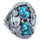 Sterling Silver And Turquoise Leaf Design Native American Ring Size 10-1/2 BX120111