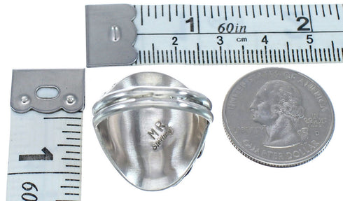 Sterling Silver And Turquoise Leaf Design Native American Ring Size 10-1/2 BX120111