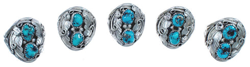 Sterling Silver And Turquoise Leaf Design Native American Ring Size 10-1/2 BX120111