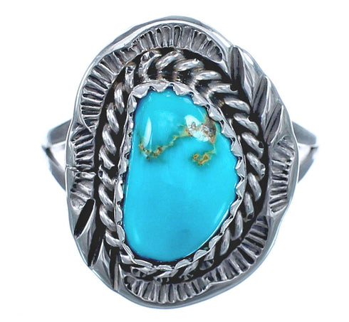 Sterling Silver Turquoise Native American Hand Crafted Ring Size 8-1/2 BX120116