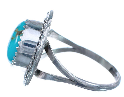 Sterling Silver Turquoise Native American Hand Crafted Ring Size 8-1/2 BX120116