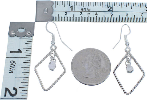 Turquoise Twisted Sterling Silver Native American Hook Dangle Earrings BX120001