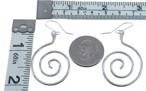 Zuni Snake Sterling Silver Hook Dangle Earrings NX11521