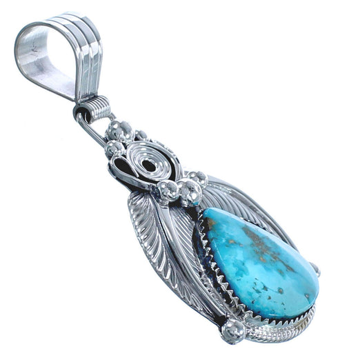 Navajo Turquoise Sterling Silver Leaf Pendant BX119960