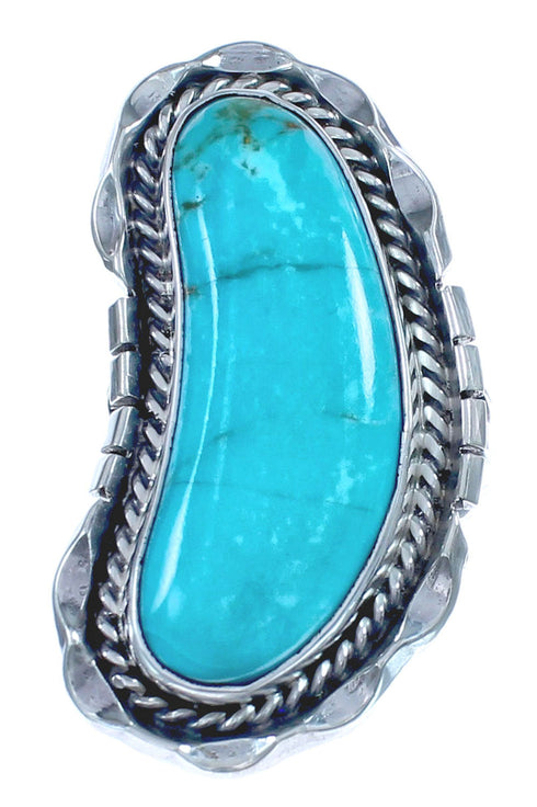 Navajo Hand Crafted Sterling Silver Turquoise Ring Size 5-1/2 BX120041