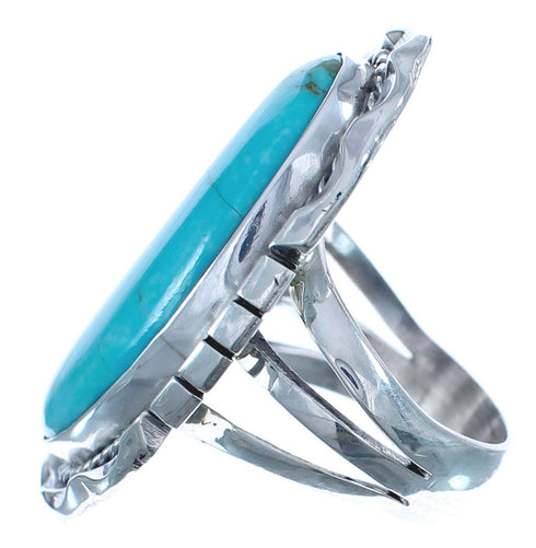Navajo Hand Crafted Sterling Silver Turquoise Ring Size 5-1/2 BX120041