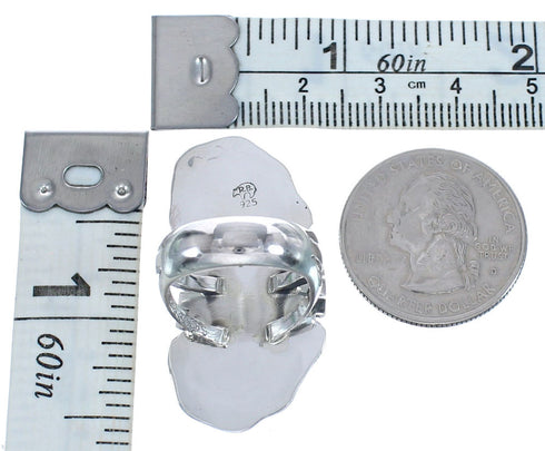 Navajo Hand Crafted Sterling Silver Turquoise Ring Size 5-1/2 BX120041