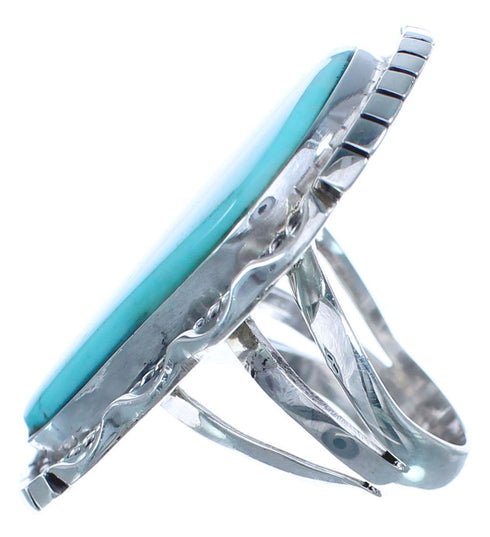 Hand Crafted American Indian Genuine Sterling Silver Turquoise Ring Size 5-1/2 BX120046