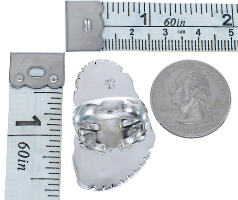 Hand Crafted American Indian Genuine Sterling Silver Turquoise Ring Size 5-1/2 BX120046