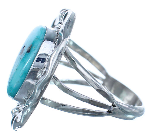 Native American Authentic Sterling Silver Turquoise Hand Crafted Ring Size 8-1/4 BX120048