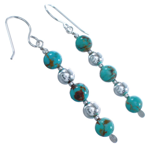 Authentic Southwest Turquoise Sterling Silver Bead Hook Earrings BX120497