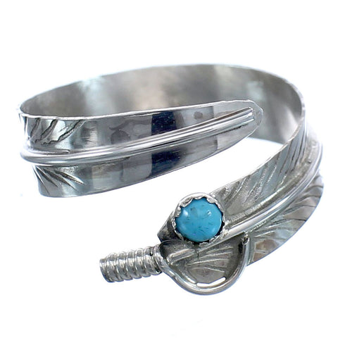 Sterling Silver Turquoise Feather Navajo Adjustable Ring Size 7,8,9 NN20555