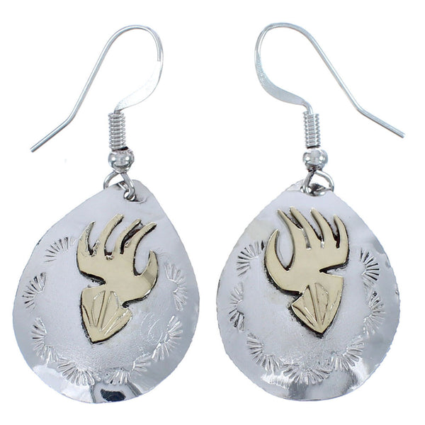 Bear Paw Navajo 12 Karat Gold Filled And Sterling Silver Hook Dangle Earrings BX120141