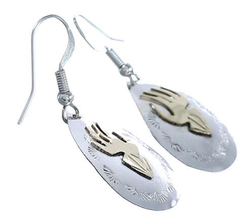 Bear Paw Navajo 12 Karat Gold Filled And Sterling Silver Hook Dangle Earrings BX120141