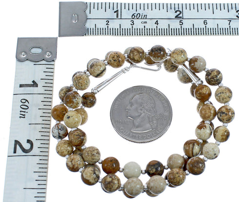 Genuine Sterling Silver Picture Rock Bead Necklace BX120617