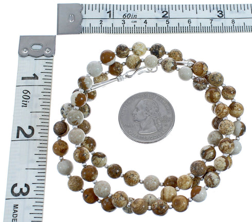Genuine Sterling Silver Southwestern Picture Rock Bead Necklace BX120618