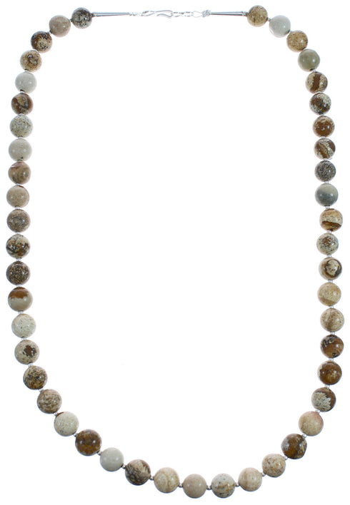 Southwestern Authentic Picture Rock Sterling Silver Bead Necklace BX120621