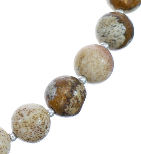 Southwestern Authentic Picture Rock Sterling Silver Bead Necklace BX120621