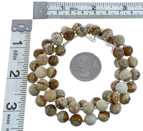 Southwestern Genuine Sterling Silver Bead Picture Rock Necklace BX120622