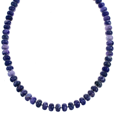 Sterling Silver Purple Charoite Rondelle Bead Necklace BX120611
