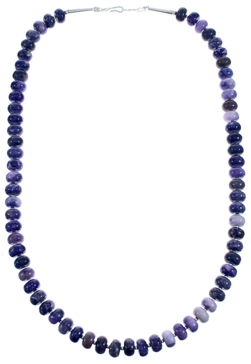 Authentic Sterling Silver Charoite Rondelle Bead Necklace BX120612