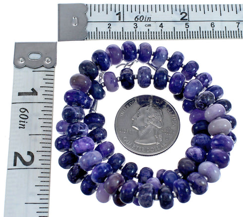 Authentic Sterling Silver Charoite Rondelle Bead Necklace BX120612