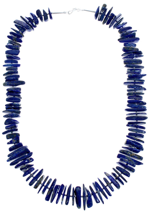 Sterling Silver Free Form Lapis Bead Necklace BX120628