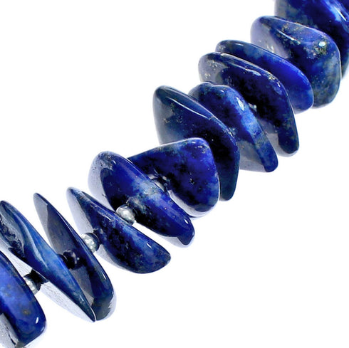 Authentic Sterling Silver Lapis Free Form Bead Necklace BX120629