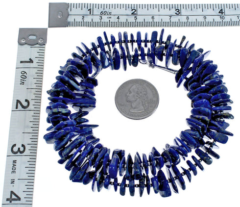 Authentic Sterling Silver Lapis Free Form Bead Necklace BX120629