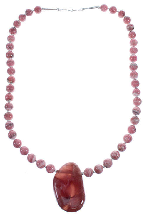 Rhodochrosite Southwest Authentic Silver Bead Necklace BX120630