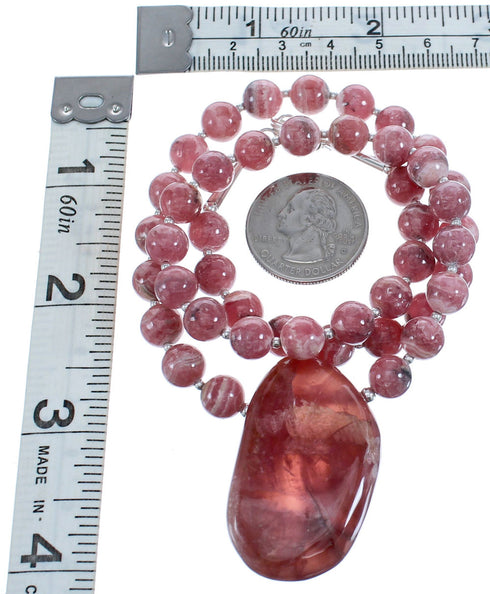 Rhodochrosite Southwest Authentic Silver Bead Necklace BX120630