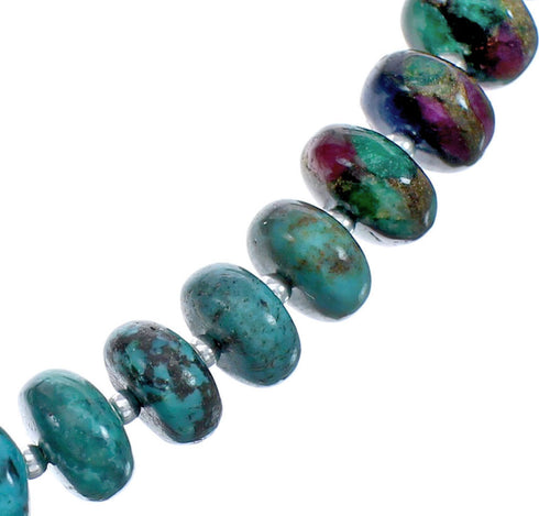 Southwestern Turquoise Dragon Jasper Sterling Silver Bead Necklace BX120632