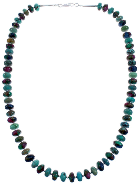 Turquoise Dragon Jasper Bead Genuine Sterling Silver Necklace BX120633