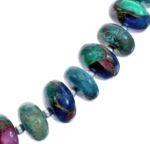 Turquoise Dragon Jasper Bead Genuine Sterling Silver Necklace BX120633