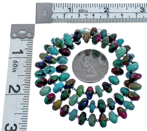 Turquoise Dragon Jasper Bead Genuine Sterling Silver Necklace BX120633