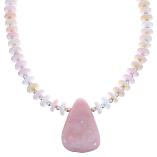 Southwestern Sterling Silver Pink Opal Agate Bead Necklace BX120639