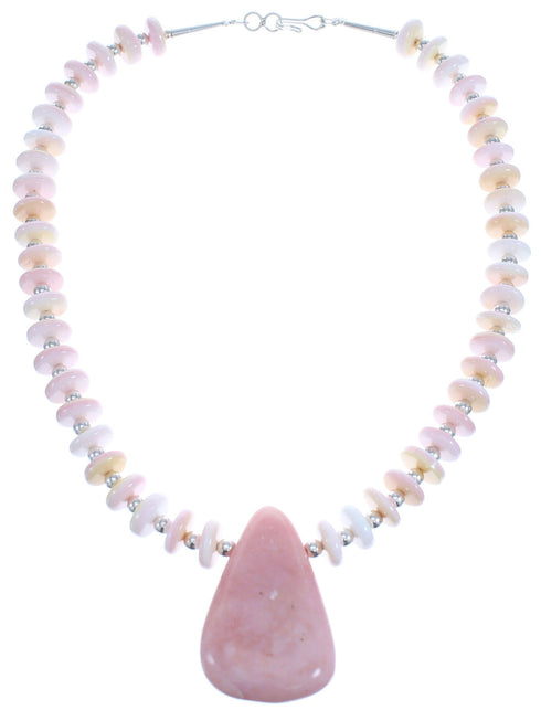 Southwestern Sterling Silver Pink Opal Agate Bead Necklace BX120639