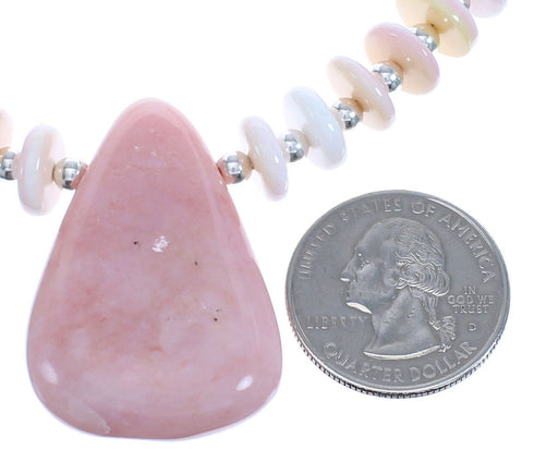 Southwestern Sterling Silver Pink Opal Agate Bead Necklace BX120639