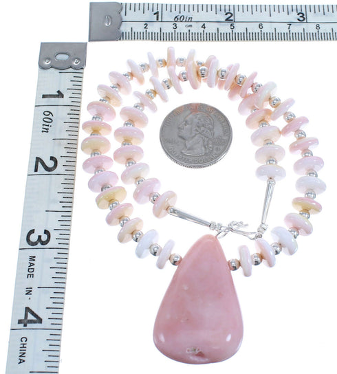 Southwestern Sterling Silver Pink Opal Agate Bead Necklace BX120639