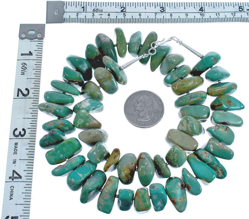 Turquoise Southwestern Genuine Sterling Silver Bead Necklace BX120650