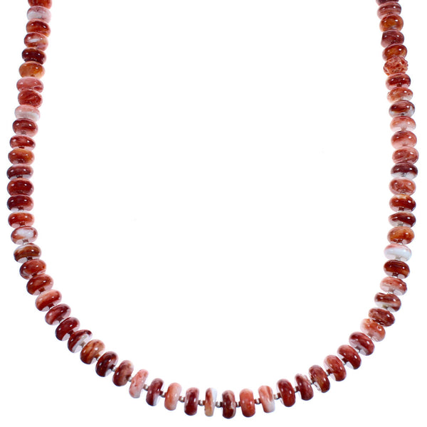 Southwest Sterling Silver Red Oyster Shell Bead Necklace BX120529