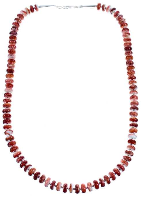 Southwest Sterling Silver Red Oyster Shell Bead Necklace BX120529