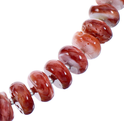 Southwest Sterling Silver Red Oyster Shell Bead Necklace BX120529